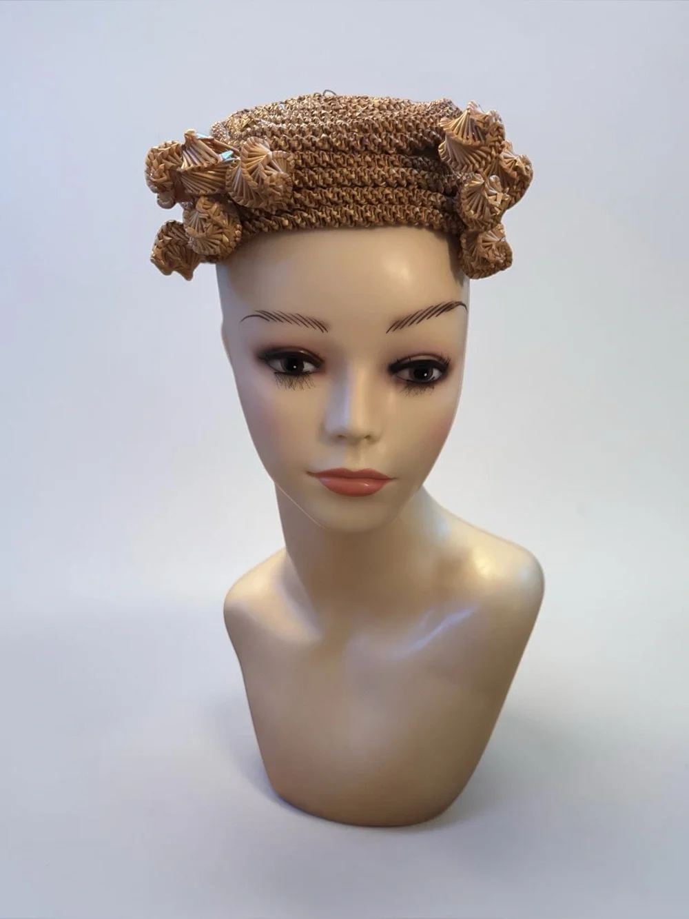 Vintage 1930s Raffia Straw Hat: Scalloped Brim Detail, Miss Alice Label